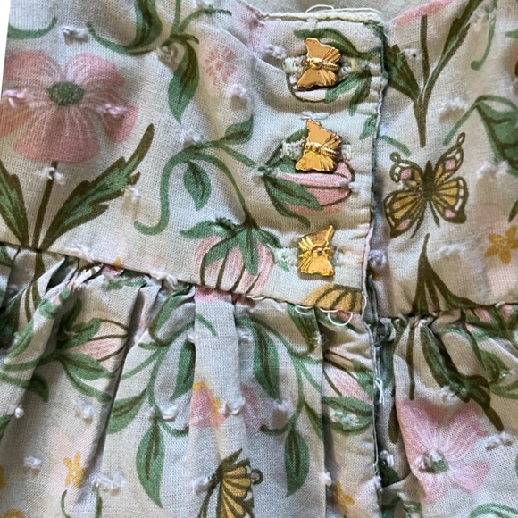 Child Garden Floral and butterfly tiered lace full skirt dress Cotton size 4 - Picture 3 of 5